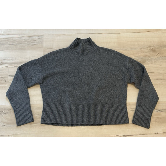 Other Stories Women XS Sweater Cotton Blend Mock Neck Boxy Gray - Picture 1 of 5